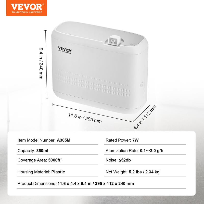 VEVOR Scent Air Machine, 950Ml Bluetooth Smart Cold Air Diffuser, 3000Sq.Ft Waterless Essential Oil Scent Air Diffuser, Floor Standing Aromatherapy Machine for Large Room, Office, Hotel