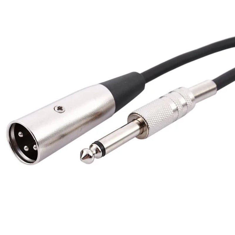 XLR 3-Pin Male to 1/4" Plug TS Microphone Mono Cable Unbalanced Shielded Audio