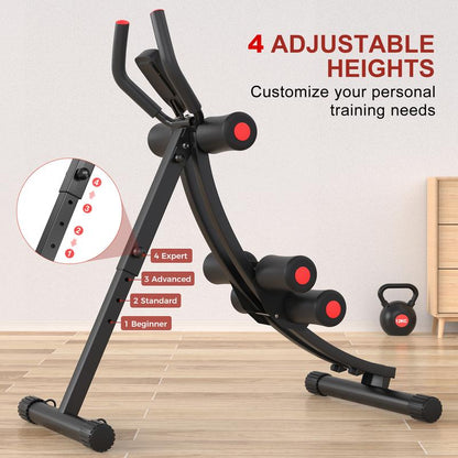 Ab Workout Equipment, Ab Machine Abdominal Exercise Equipment for Home Gym, Foldable Ab Crunch Waist Trainer for Stomach Workout