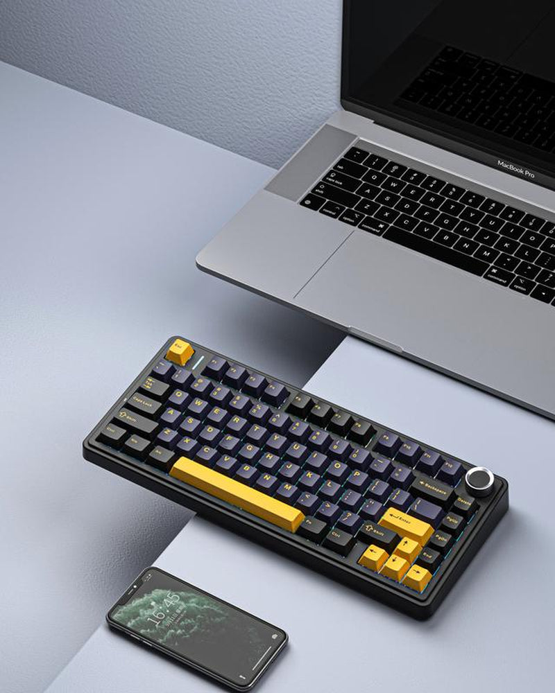 AULA F75 Keyboard 75 Percent Wireless Mechanical Gaming Keyboard, Gasket Hot Swappable Custom Keyboard, Multimedia Scroll Key RGB Rainbow Backlit, 2.4Ghz/Type-C/Bt5.0 Creamy Keyboards Budget Keyboard, Bluetooth Office Computer Volume Knob Boyfriend Gift