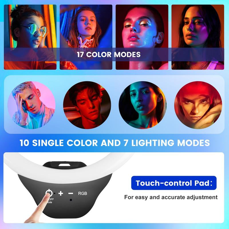 Sensyne 10'' Ring Light with 50'' Extendable Tripod Stand, LED Circle Lights with Phone Holder for Live Stream/Makeup/Youtube Video/Tiktok, Compatible with All Phones