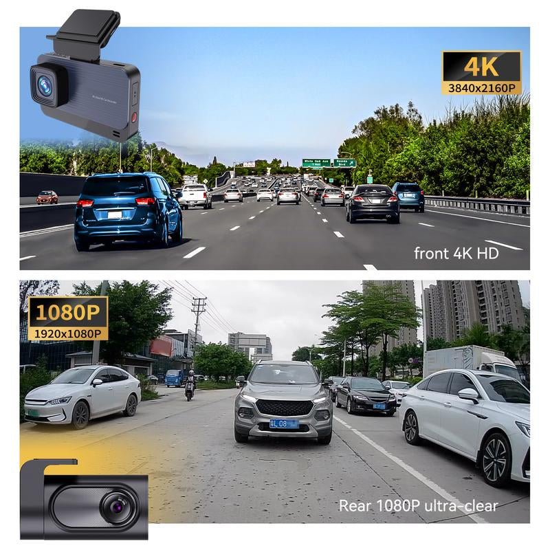 SKDW G351B 4K DUAL Dash Cam Front and Rear, Car Accessories, 3’IPS Display Car Camera, Wifi, Loop Recording Dash Camera