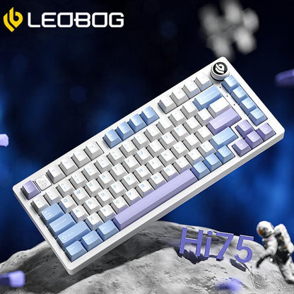 LEOBOG Hi75 Portable Mechanical Gaming Keyboard, 16 RGB Backlight Compact 81 Keys Wired Office Keyboard with Rotating Button & Original Switches for PC, Men Gifts