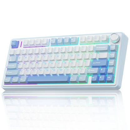 AULA F75 Keyboard 75 Percent Wireless Mechanical Gaming Keyboard, Gasket Hot Swappable Custom Keyboard, Multimedia Scroll Key RGB Rainbow Backlit, 2.4Ghz/Type-C/Bt5.0 Creamy Keyboards Budget Keyboard, Bluetooth Office Computer Volume Knob Boyfriend Gift