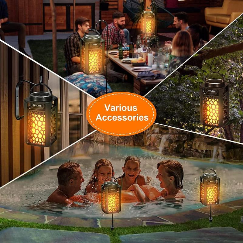 NUNET 2Pack Outdoor Bluetooth 5.1 Speakers LED Flame Speakers 10W TWS Tiki Torch Atmosphere Lantern Waterproof Wireless Portable Sound System Wall Mounts Shepherd'S Hooks for Patio/Yard Audio Devices