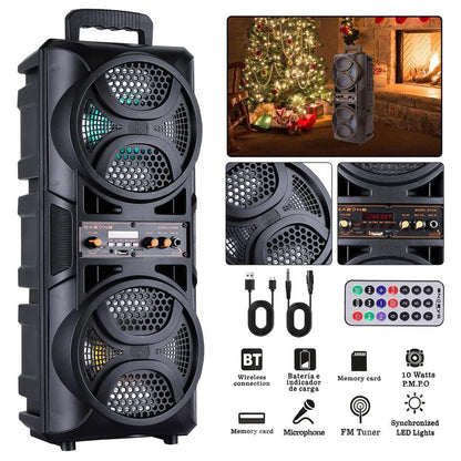 3000W Peak Power Bluetooth Speakers Portable Wireless Speaker with Double 6.5 Inch Subwoofer Heavy Bass,Fm Radio, Microphone, Lights, Remote Control TWS Stereo Sound System Speaker