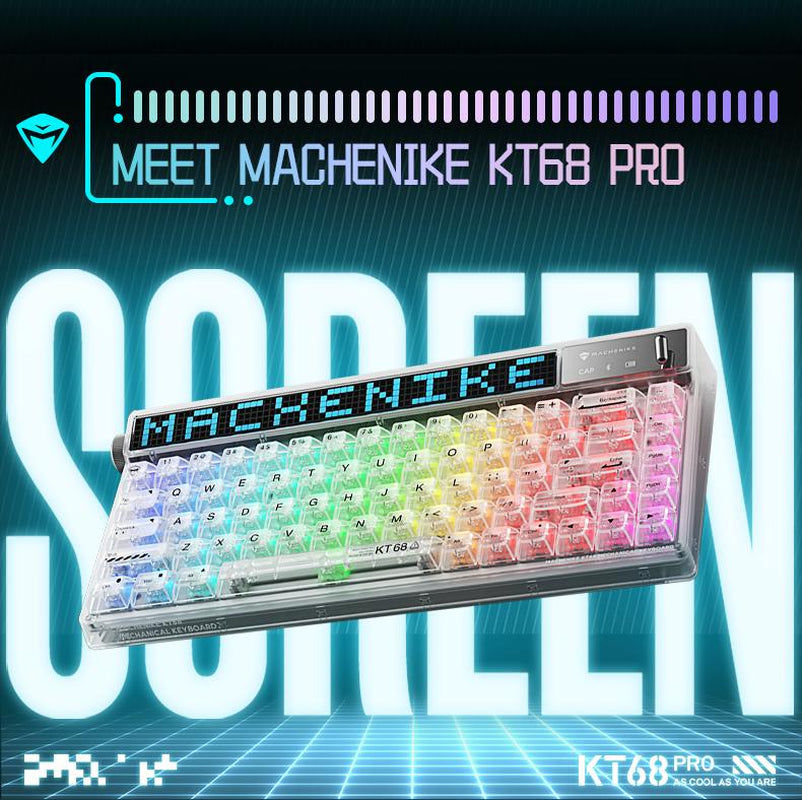 Machenike KT68 Pro 65% RGB Wireless Mechanical Gaming Keyboard, Customizable LED Screen, 3-Modes 68 Keys Hot Swappable Switch, Win/Mac