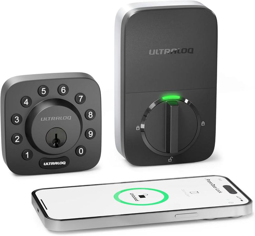 ULTRALOQ U-Bolt Smart Lock (Black), 5-In-1 Keyless Entry Door Lock with Bluetooth and Keypad, Smart Door Lock Front Door, Non-Fingerprint Deadbolt Lock Edition