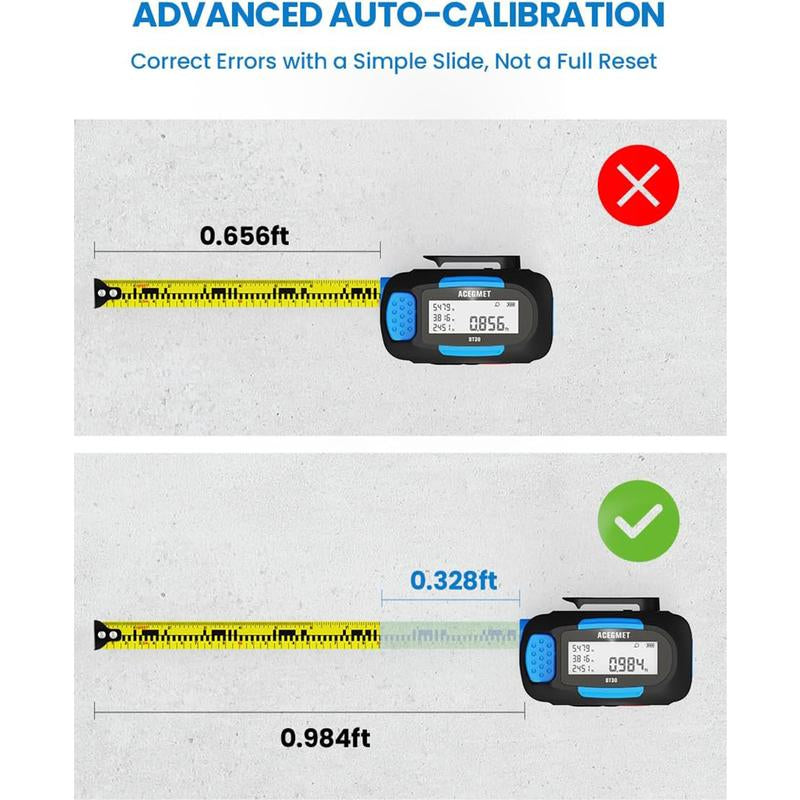 ACEGMET 3-In-1 Digital Tape Measure, 131Ft Laser Measuring Tool & 16Ft Measuring Tape with Instant Digital Readout, Ft/Ft+In/In/M Unit Switching and Pythagorean Mode