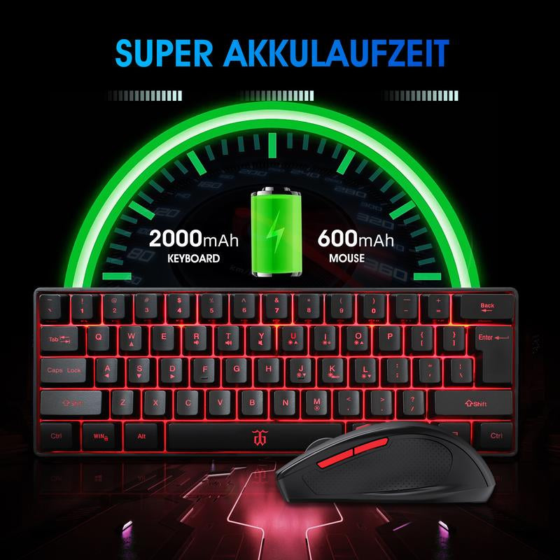 Snpurdiri 60% Wireless Gaming Keyboard and Mouse Combo, Include 2.4G Small Mini Merchanical Feel Keyboard, Ergonomic Design Vertical