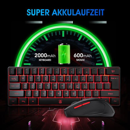 Snpurdiri 60% Wireless Gaming Keyboard and Mouse Combo, Include 2.4G Small Mini Merchanical Feel Keyboard, Ergonomic Design Vertical