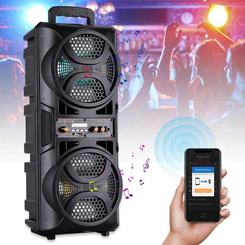 3000W Peak Power Bluetooth Speakers Portable Wireless Speaker with Double 6.5 Inch Subwoofer Heavy Bass,Fm Radio, Microphone, Lights, Remote Control TWS Stereo Sound System Speaker