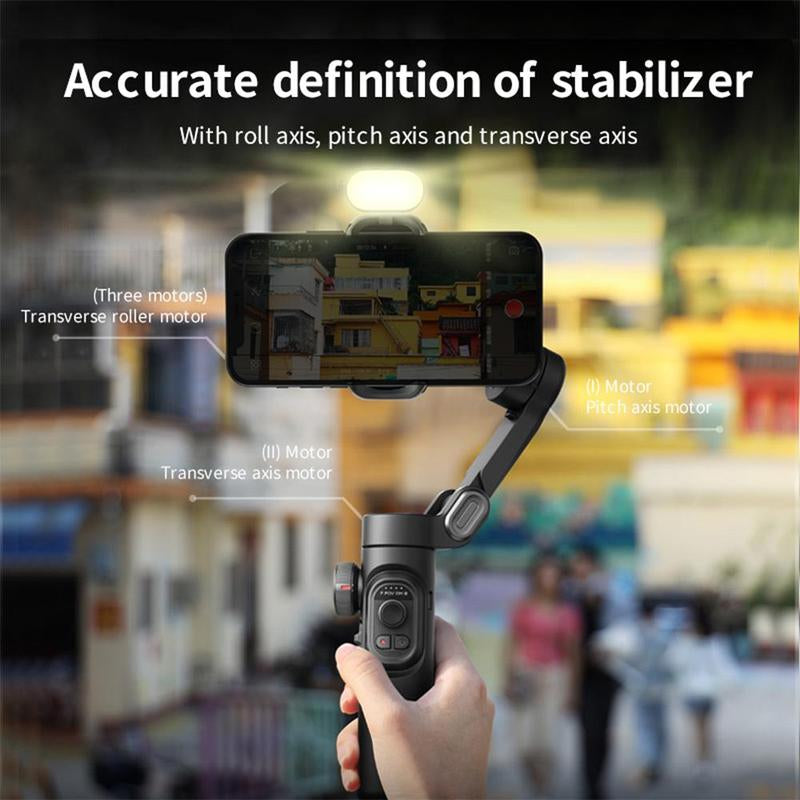 AOCHUAN 3 Axis Anti-Shake Shooting Selfie Tripod Gimbal Stabilizer, Auto Face Tracking , 360° Rotation, Bluetooth Handheld Wheel Cellphone Magnetic