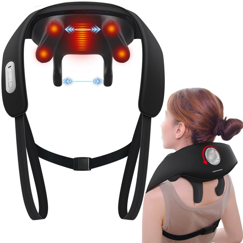 Kingpavonini Neck Massager with Adjustable Width and Voice Prompt, Wireless Back Massager with Heat, 6D Shiatsu Shoulder and Neck Massager at Home or Office, Ideal Gift for Men and Women Neck Massager Back Massager Neck Shoulder