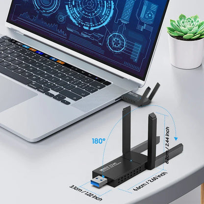 USB 3.0 Wireless WIFI Adapter 1300Mbps Long Range Dongle Dual Band 5Ghz Network