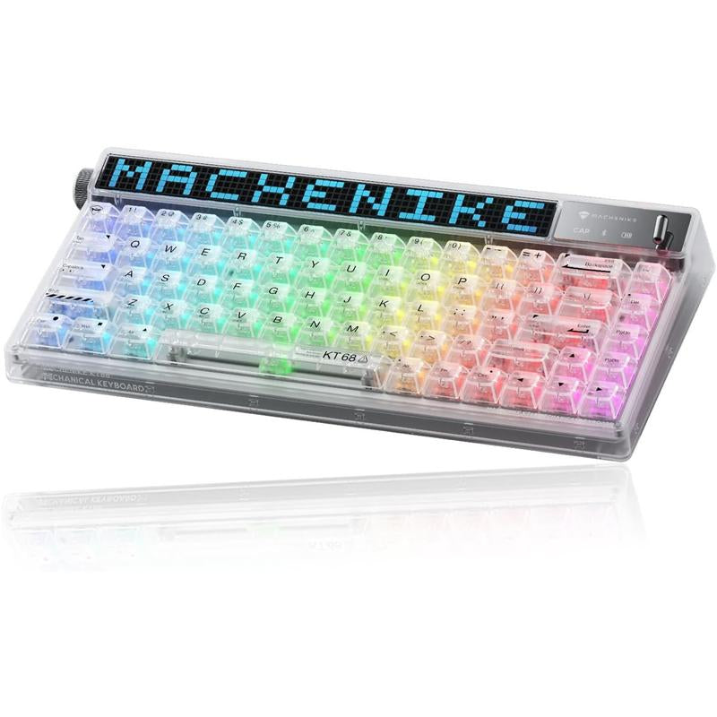 Machenike KT68 Pro 65% RGB Wireless Mechanical Gaming Keyboard, Customizable LED Screen, 3-Modes 68 Keys Hot Swappable Switch, Win/Mac