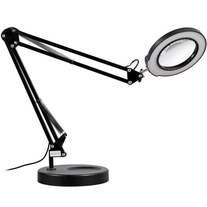 VEVOR Magnifying Glass with Light and Stand, 5X Magnifying Lamp, 4.3" Glass Lens, Base and Clamp 2-In-1 Desk Magnifier with Light, 64 LED Lights 5 Color Modes, for Close Work Reading Repair Crafts