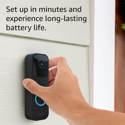 Blink Video Doorbell + Sync Module 2 | Two-Year Battery Life, Two-Way Audio, HD Video, Motion and Chime App Alerts and Alexa Enabled — Wired or Wire-Free (Black)