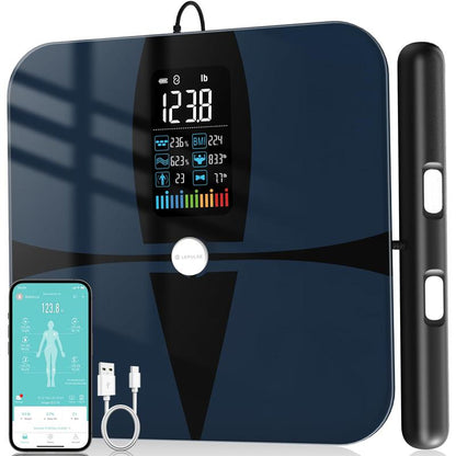 Scales for Body Weight and Fat, Lepulse 8 Electrode Smart Body Fat Scale, Large Display BMI Digital Weight Scale, Full Body Composition Analyzer with Report, Accurate Bathroom Scale for Weight Muscle, Lescale P1