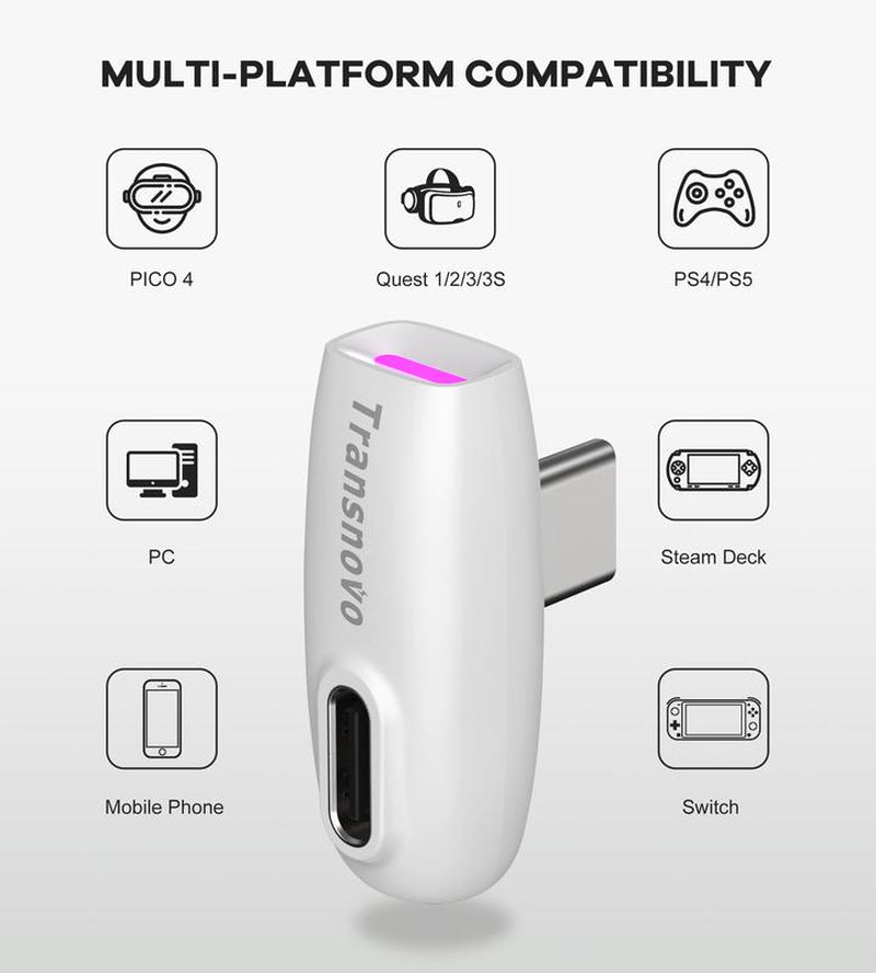 VR Wireless Gaming Earbuds 30Ms Low Latency, 2.4Ghz Wireless & Bluetooth Dual Connection, USB-C Dongle Included Compatible with Meta Quest 3S, Quest3, Quest 2, Quest Pro,Ps5,Ps4,Steam Deck, Pc,Switch