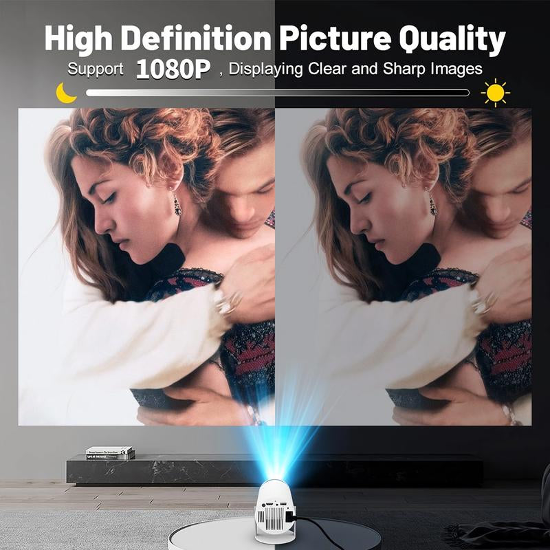 Olymmons HY300 Pro Mini Portable Projector, 4K/260 ANSI Smart Projector with Wifi 6 Bluetooth 5.0, Screen Adjustment, Home Theater Video 2025 Mini Projector Portable Bluetooth Android Projector Portable 4K Hd Smart Portable Smart