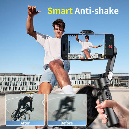 AOCHUAN 3 Axis Anti-Shake Shooting Selfie Tripod Gimbal Stabilizer, Auto Face Tracking , 360° Rotation, Bluetooth Handheld Wheel Cellphone Magnetic