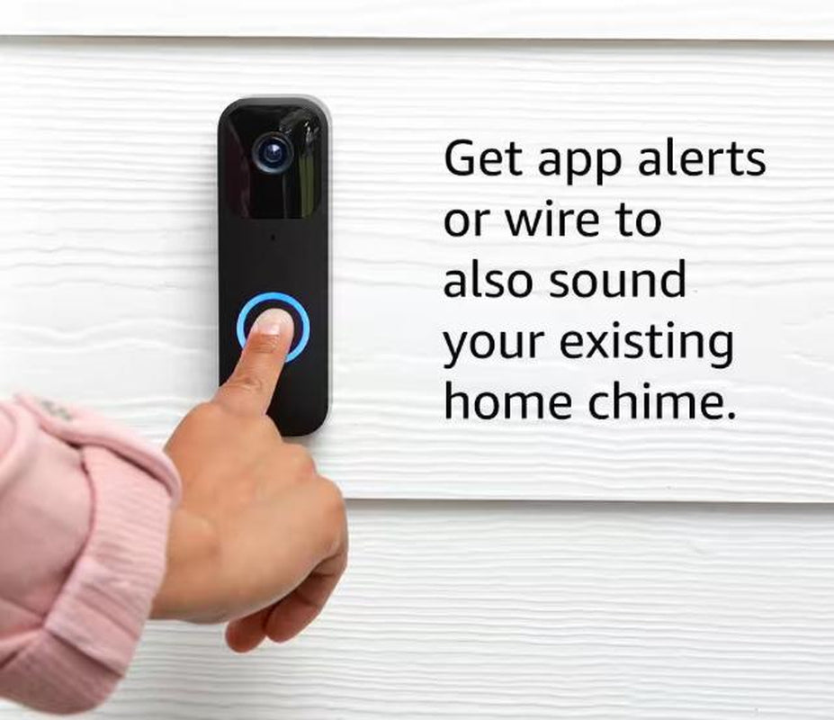 Blink Video Doorbell + Sync Module 2 | Two-Year Battery Life, Two-Way Audio, HD Video, Motion and Chime App Alerts and Alexa Enabled — Wired or Wire-Free (Black)