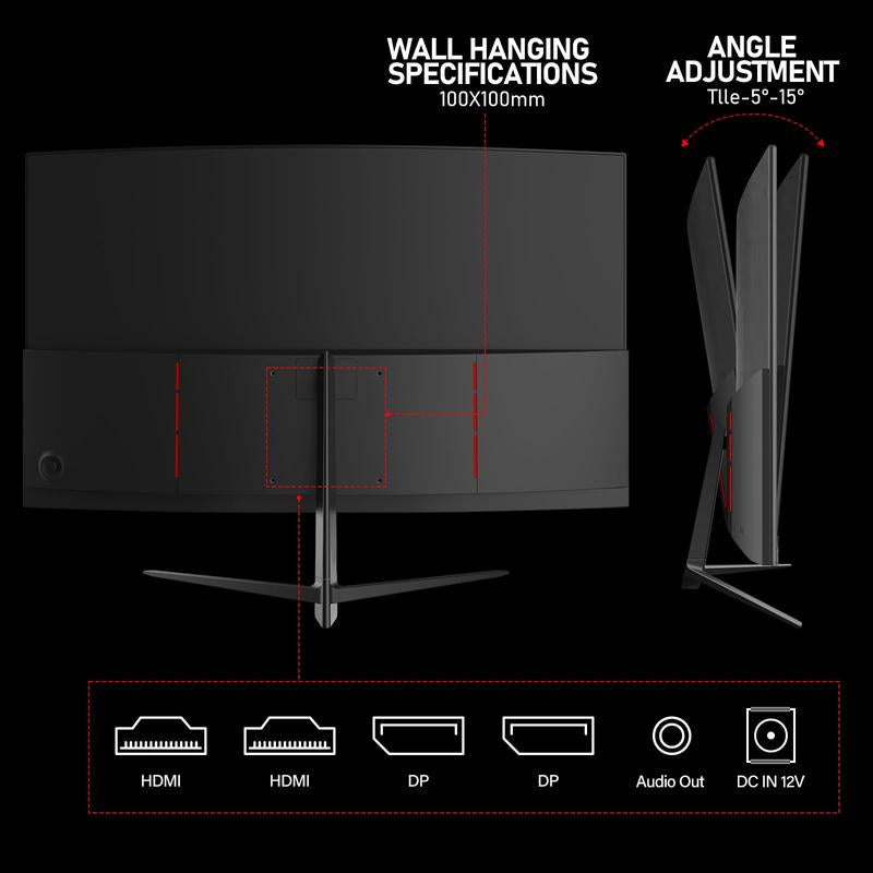 27 Inch QHD 165Hz 1MS Curved 1800R Gaming Computer Monitor,Ips,Anti-Blue Light,110% Srgb, Speaker,For Gaming and Working