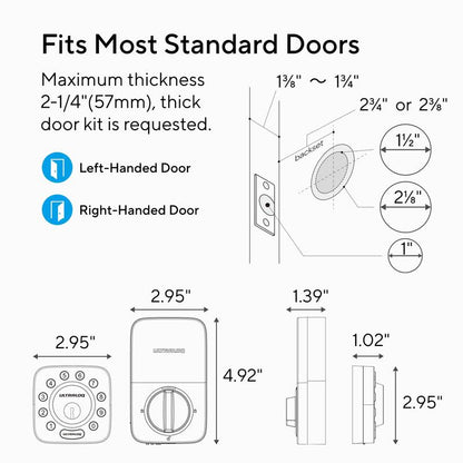 ULTRALOQ U-Bolt Smart Lock (Black), 5-In-1 Keyless Entry Door Lock with Bluetooth and Keypad, Smart Door Lock Front Door, Non-Fingerprint Deadbolt Lock Edition