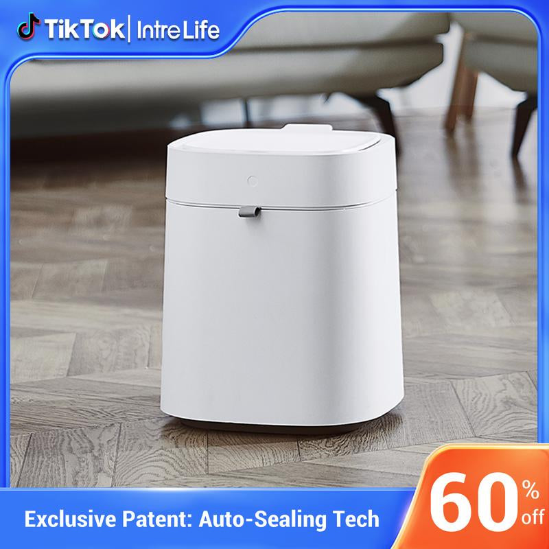 Intrelife Smart Trash Cans, Automatic Trash Bin with Waterproof Motion Sensor, Self-Sealing & Self-Changing for Bathroom & Office