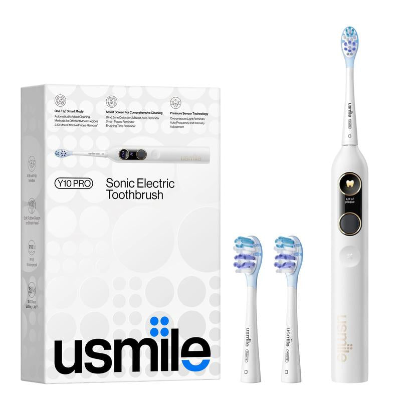 Usmile Y10 Pro Smart Electric Toothbrush with Missed Spot Screen, USB-C Rechargeable Pressure Control, One Charge Lasts 6 Months