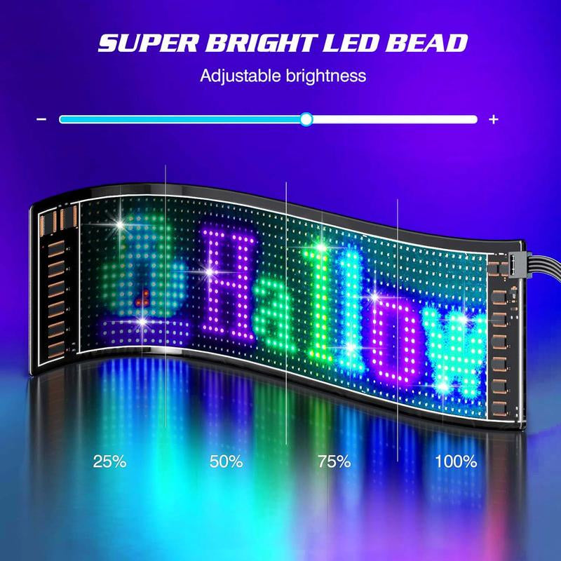 Programmable Led Sign, 14''X4'' Pre-Made Animations & Customizable Text Led Car Sign, Bluetooth APP Control Scrolling LED Sign, Custom,Graffiti Flexible Led Matrix Panel for Car Store Hotel Holiday